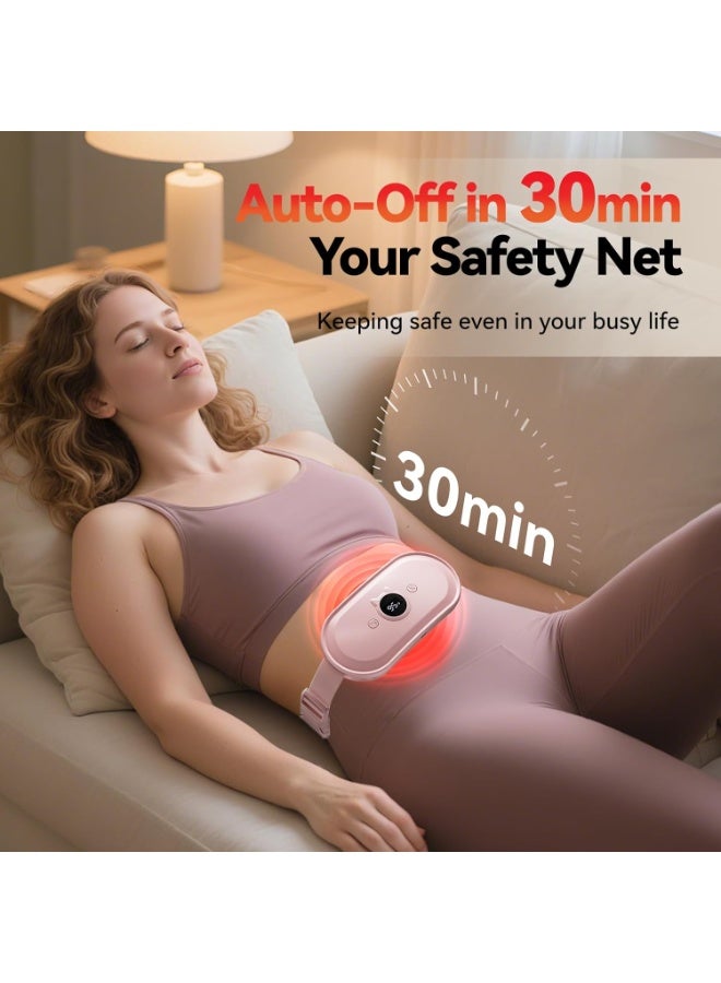 كمادة البطن الكهربائية المحمولة لتخفيف آلام الدورة الشهرية - حزام تدفئة وتدليك لاسلكي مع 7 مستويات حرارة و7 أنظمة اهتزاز لتخفيف آلام المعدة والظهر - Image 2